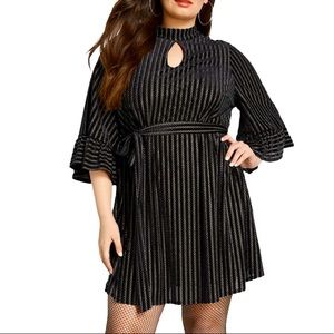 ModCloth Mock Neck Dress black chevron